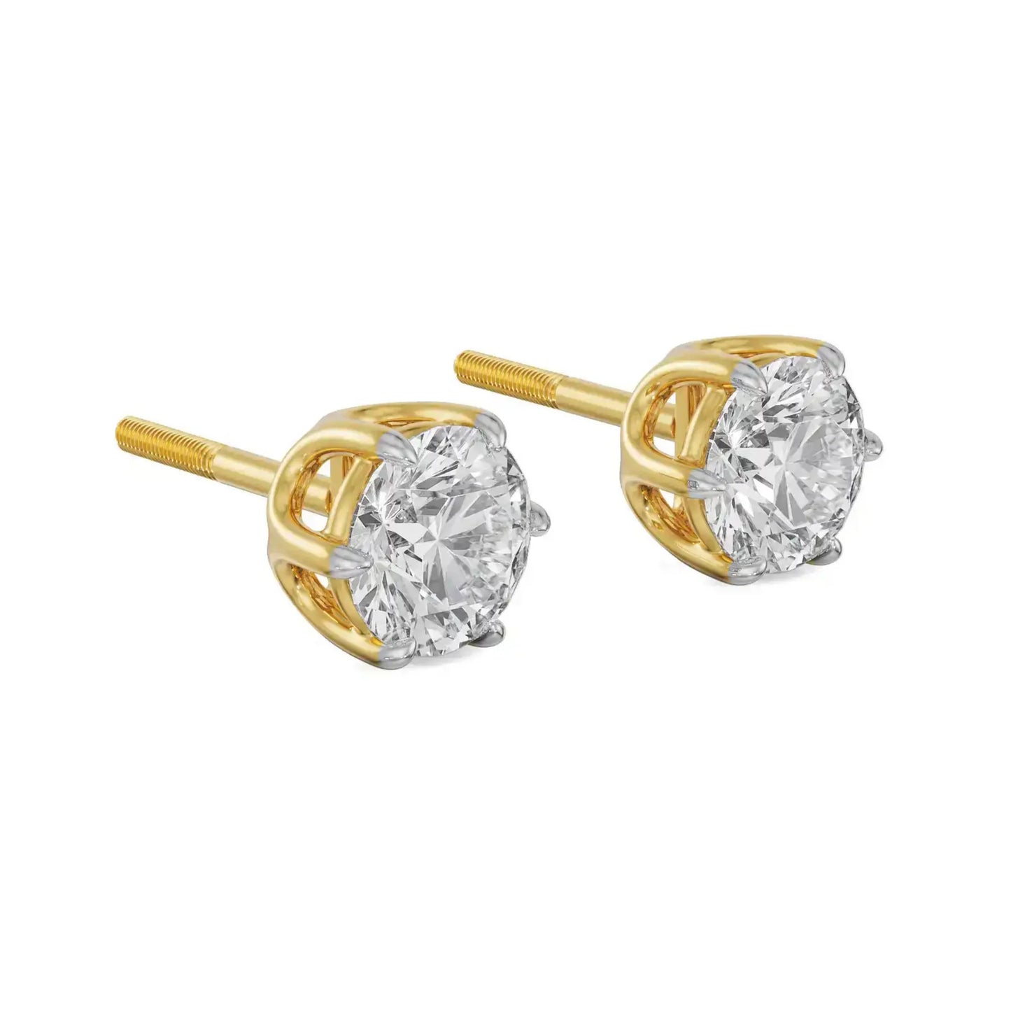 Six Claw 3 ct Lab Grown Radiant Stud