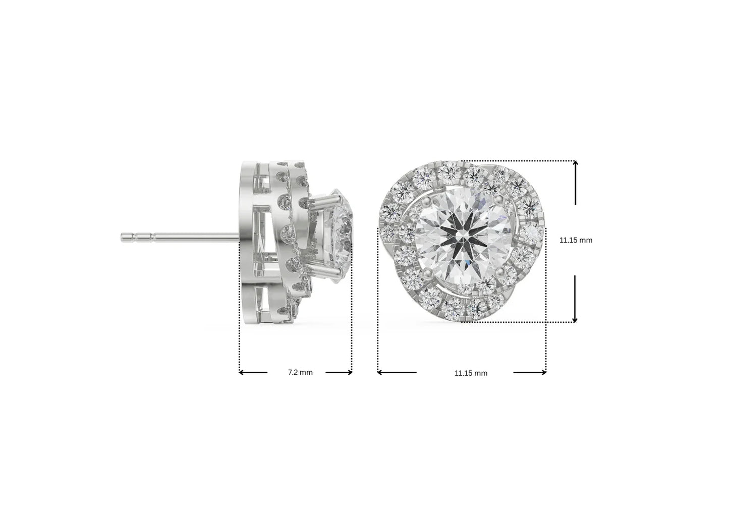 1 ct Swirl Halo Lab Grown Luxe Earrings