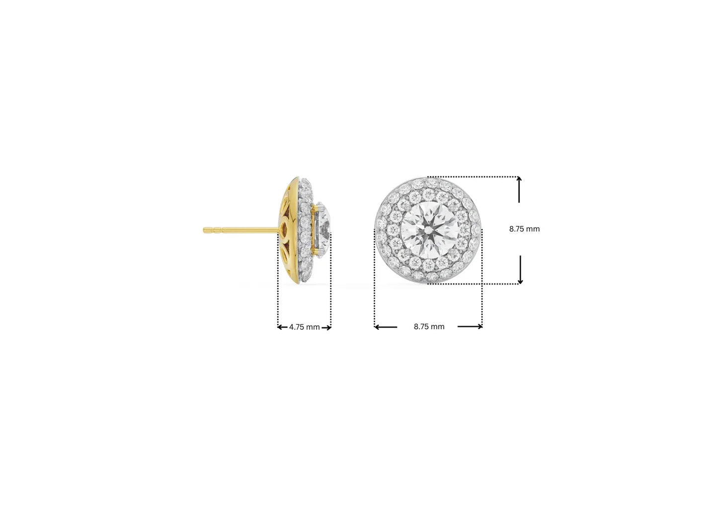 0.25 CT Double Halo Detachable Lab-Grown Radiant Stud Earrings