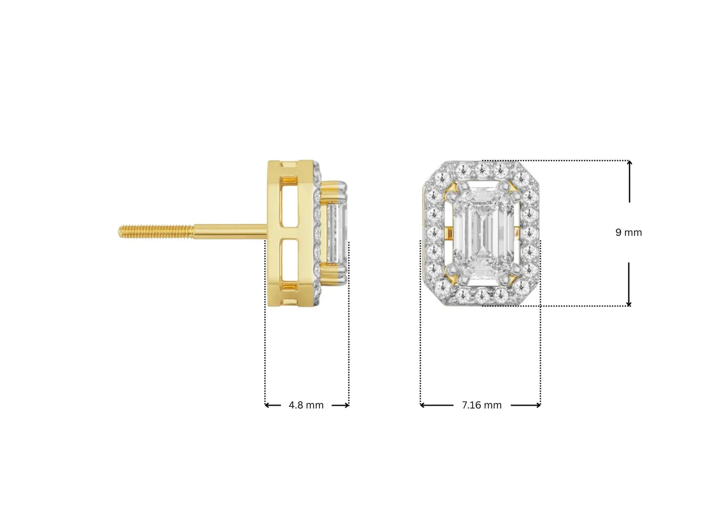 Shimmering Halo Emerald Lab Grown Radiant Earrings