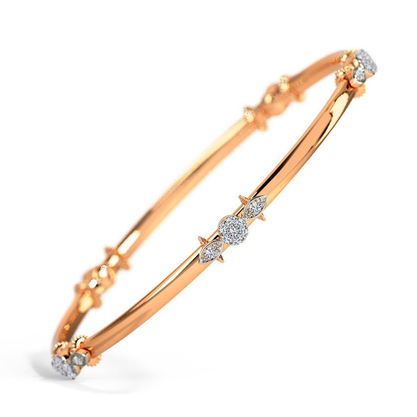 Round Geometric Diamond Bangle