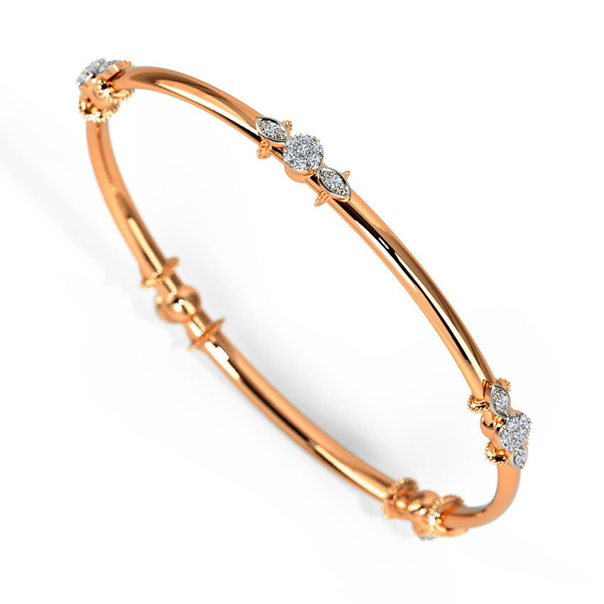 Round Geometric Diamond Bangle