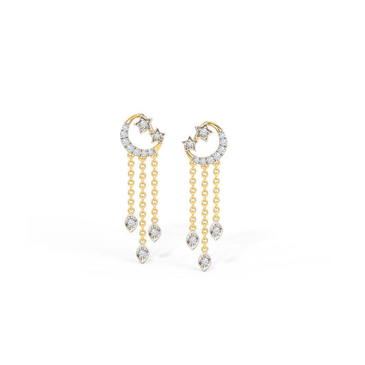 Crescent and Comet Diamond Drop Earrings