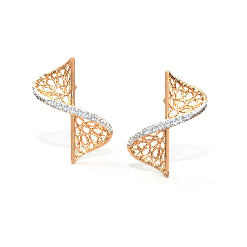 Curve Twist Diamond Stud Earrings