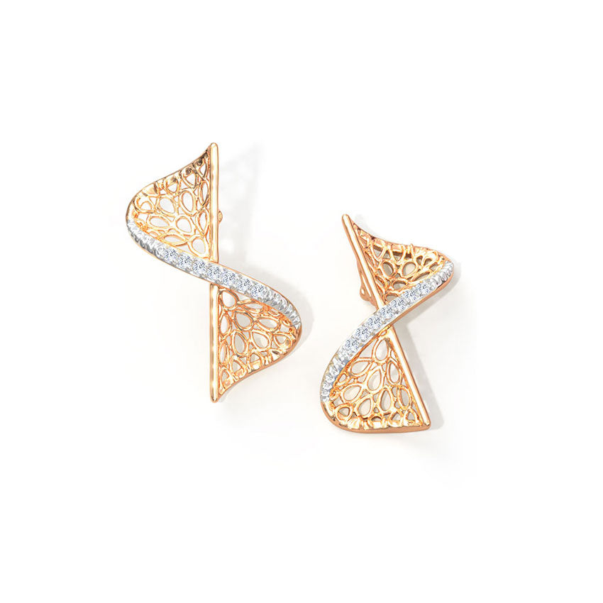 Curve Twist Diamond Stud Earrings