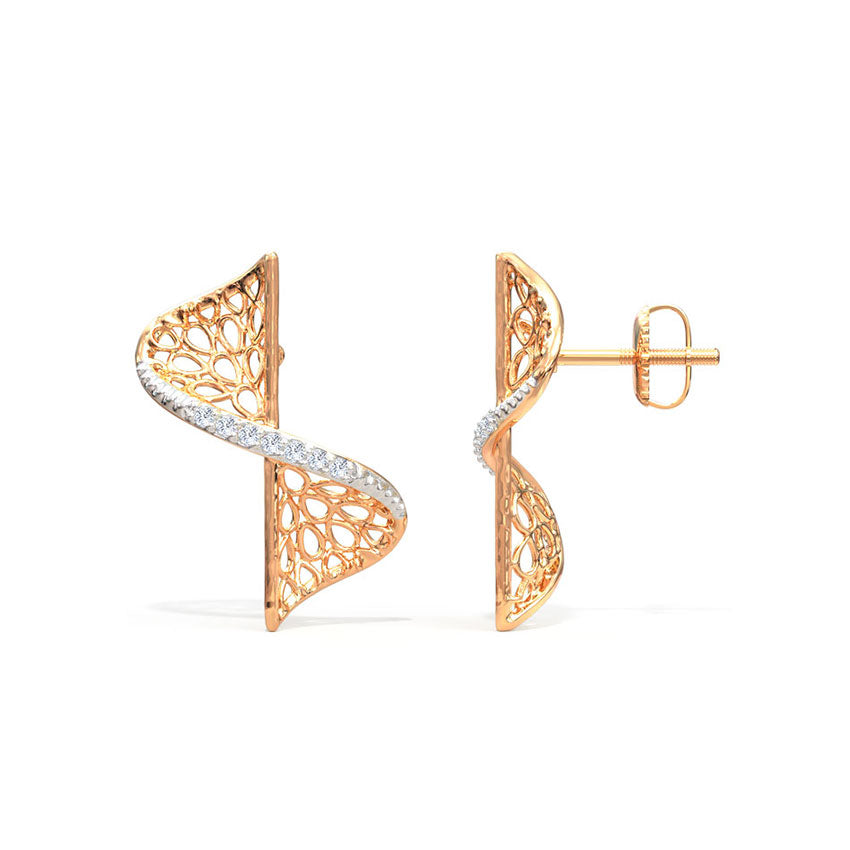 Curve Twist Diamond Stud Earrings