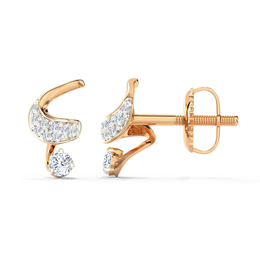 Interwoven Ribbon Diamond Stud Earrings