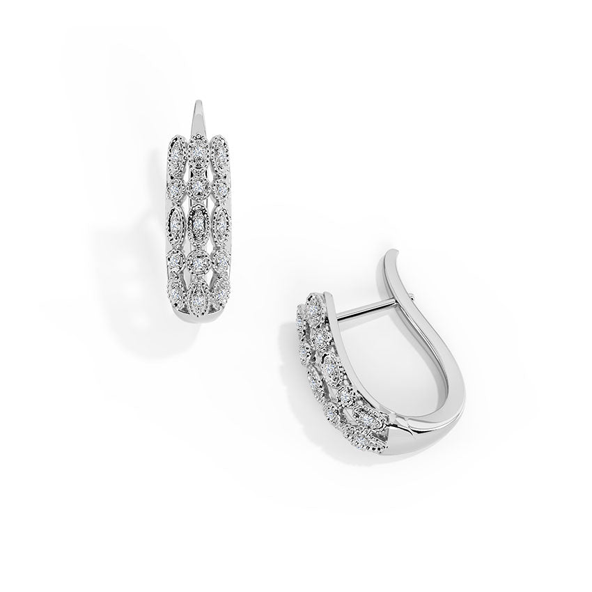 Fiona Triple Diamond Hoop Earrings