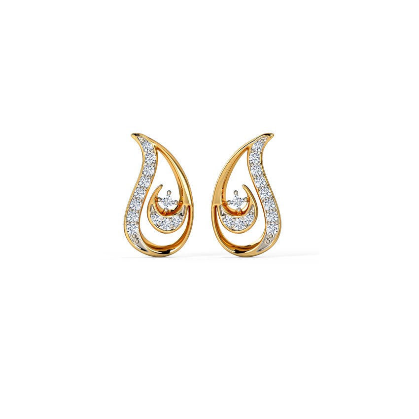Paisley Spiral Diamond Stud Earrings