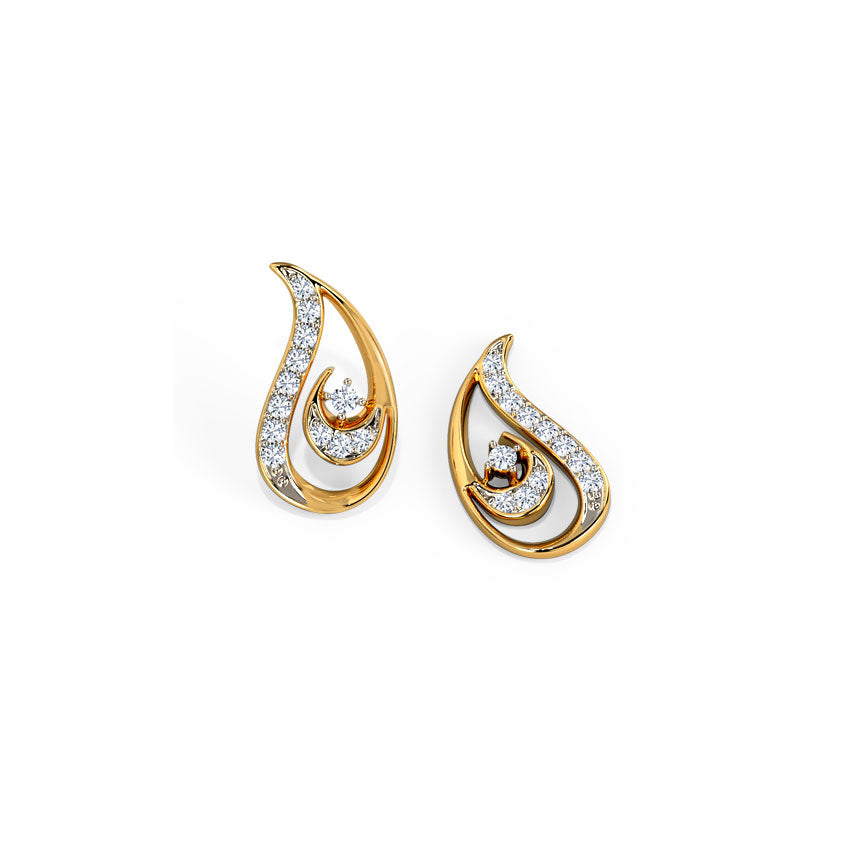 Paisley Spiral Diamond Stud Earrings