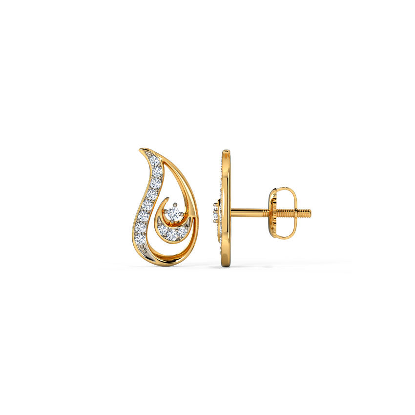 Paisley Spiral Diamond Stud Earrings