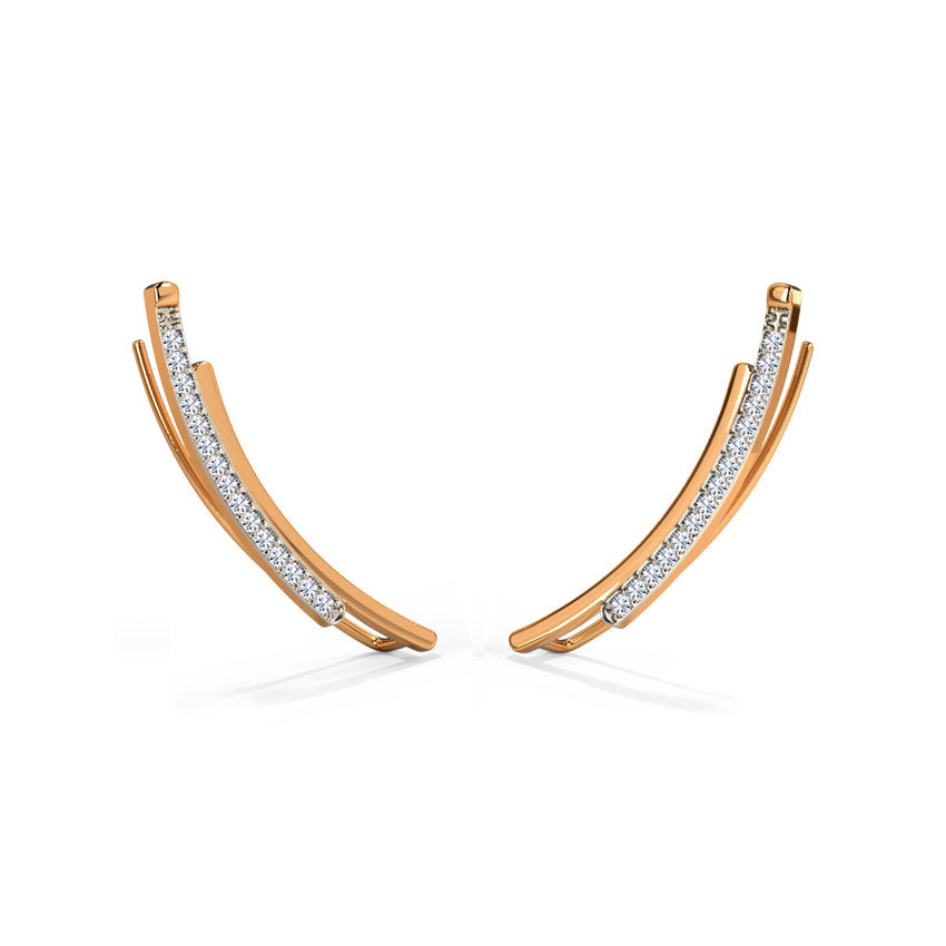 Curved Flap Diamond Ear Cuffs