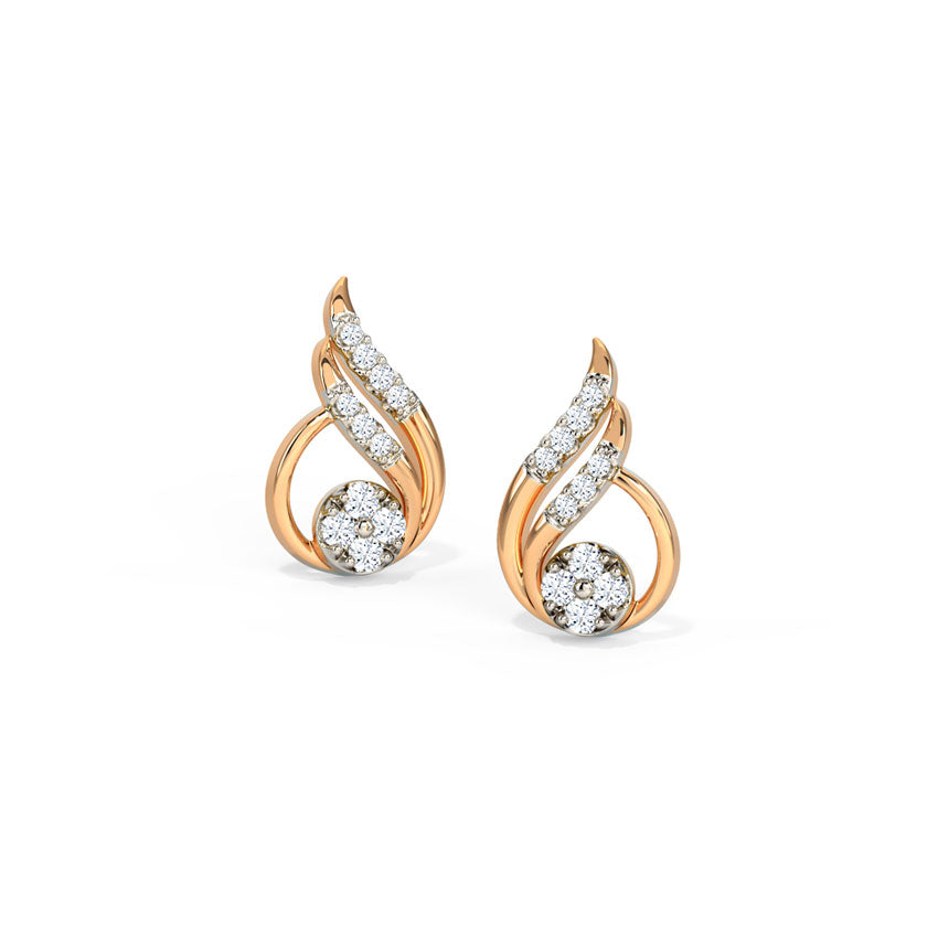 Dainty Dewdrop Diamond Stud Earrings