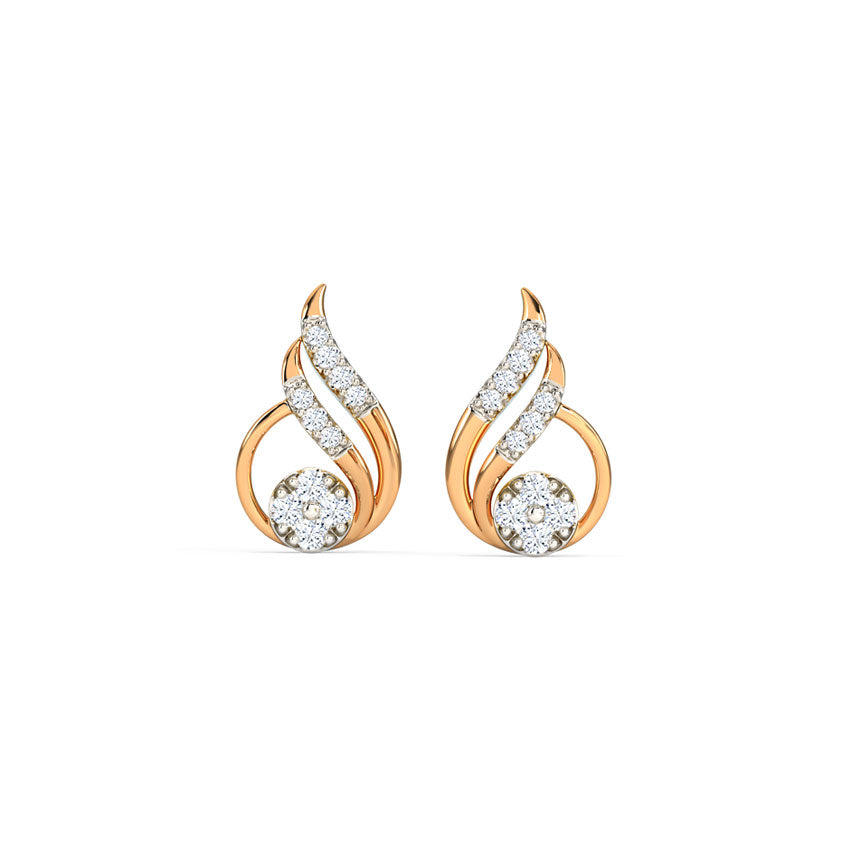 Dainty Dewdrop Diamond Stud Earrings
