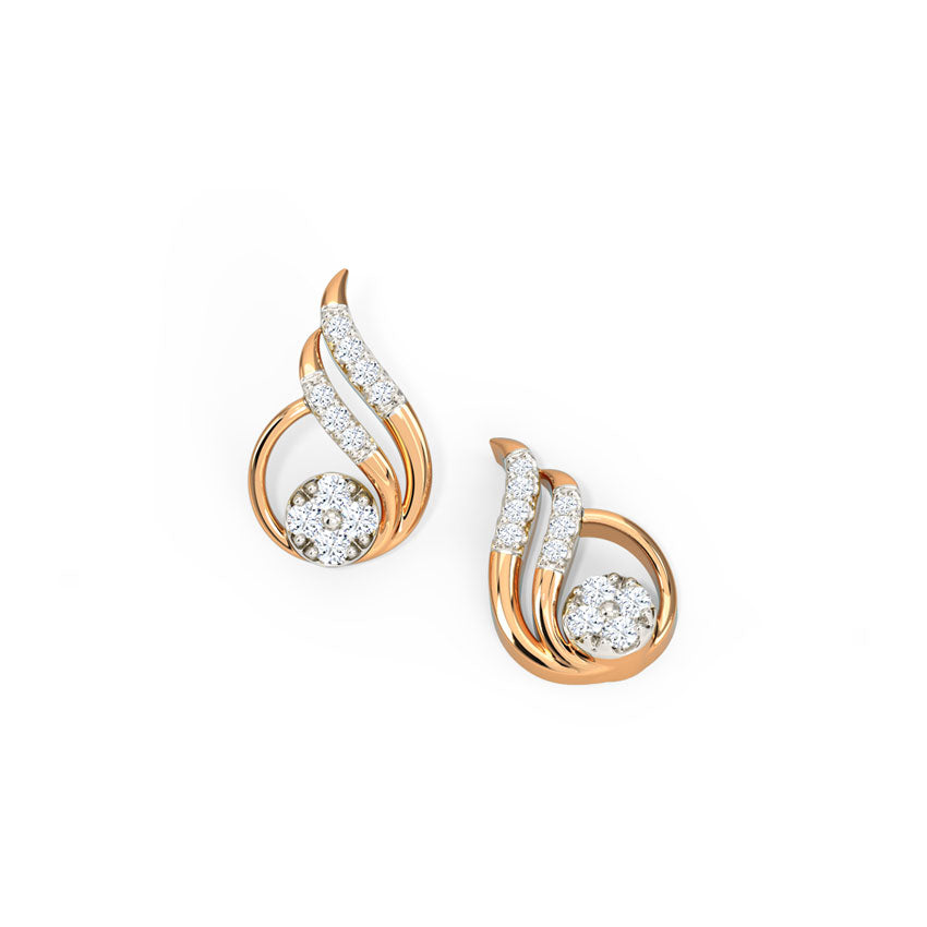 Dainty Dewdrop Diamond Stud Earrings