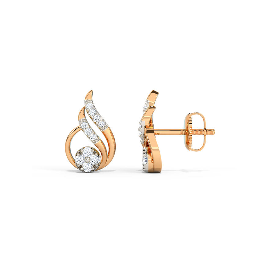 Dainty Dewdrop Diamond Stud Earrings
