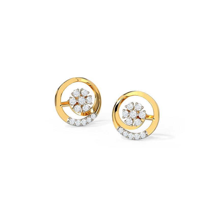 Elegant Swirl Diamond Stud Earrings
