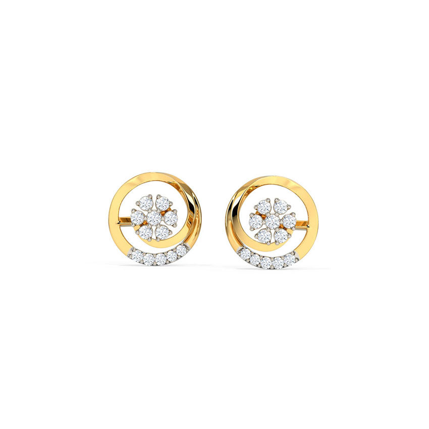 Elegant Swirl Diamond Stud Earrings