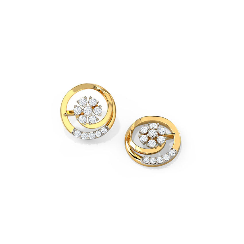 Elegant Swirl Diamond Stud Earrings