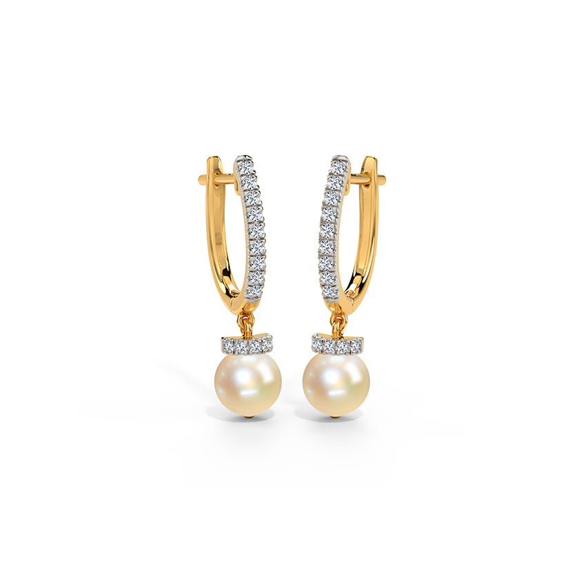 Belle Diamond with Pearl hoops Earring