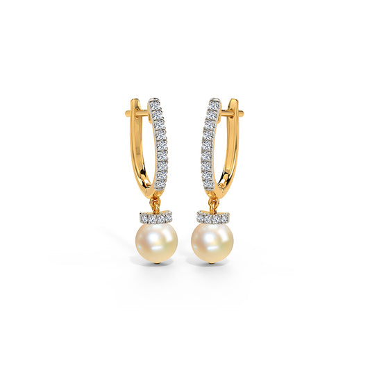 Belle Diamond with Pearl hoops Earring