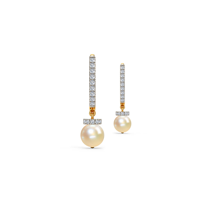 Belle Diamond with Pearl hoops Earring