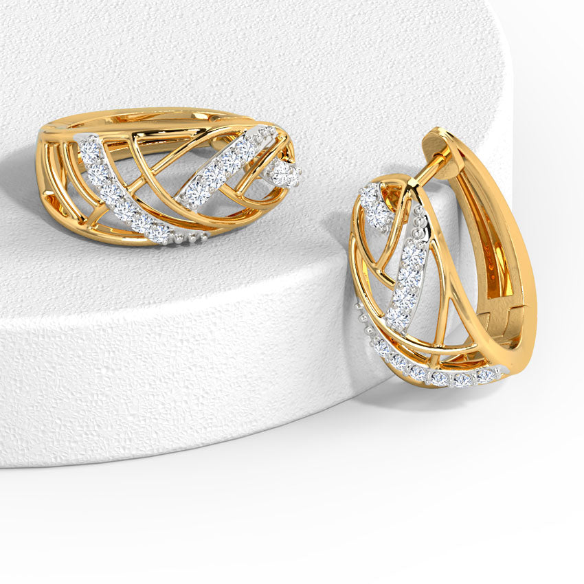 Kendra Weave Diamond Hoop Earrings