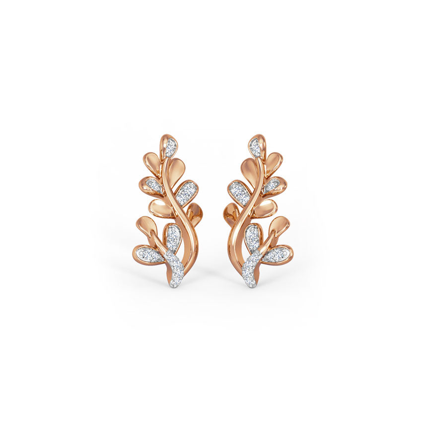 Alicia Leaf Diamond Stud Earrings