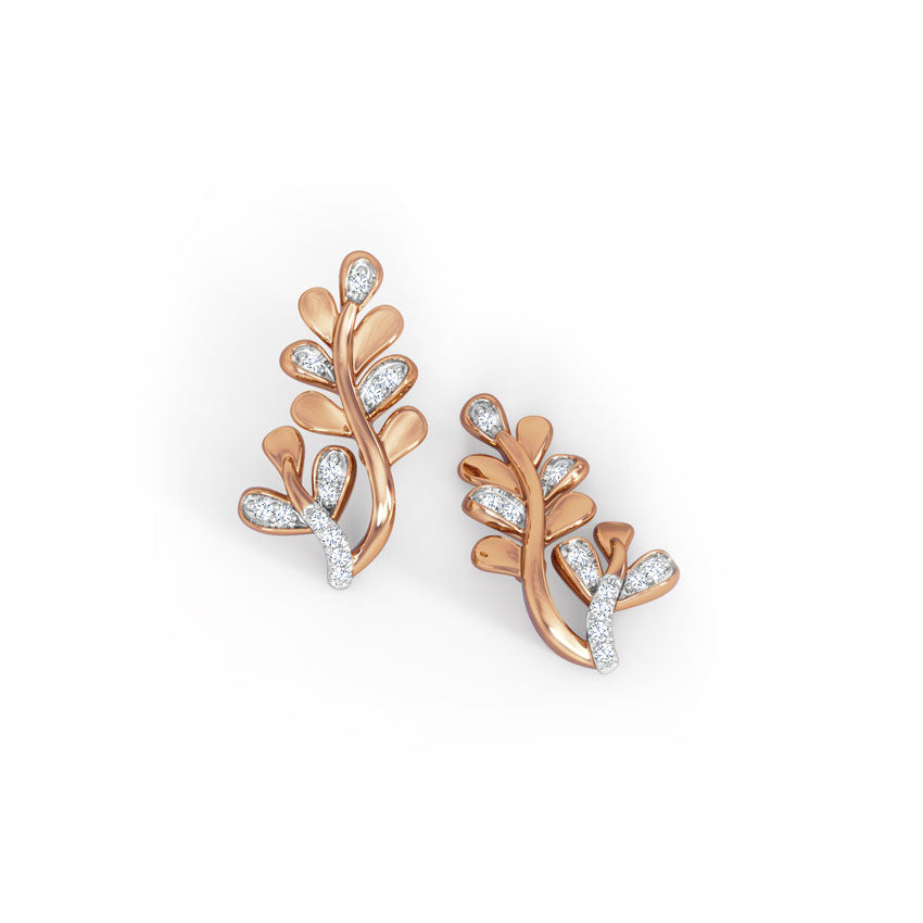 Alicia Leaf Diamond Stud Earrings