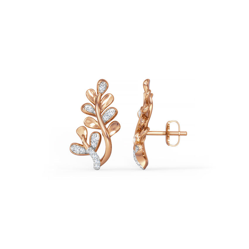 Alicia Leaf Diamond Stud Earrings