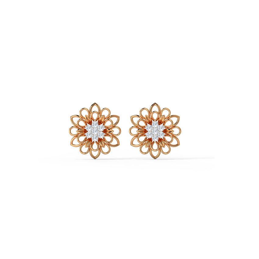 Graceful Petals Diamond Stud Earrings