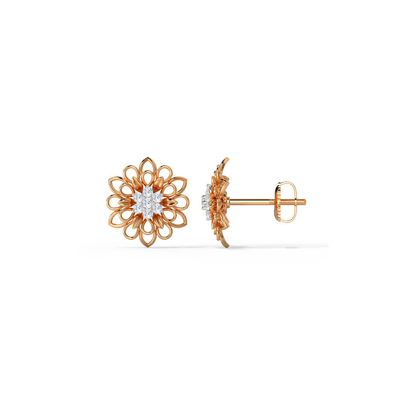 Graceful Petals Diamond Stud Earrings