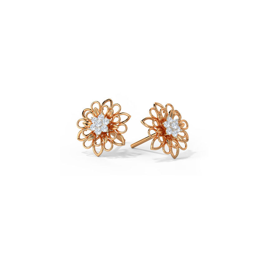 Graceful Petals Diamond Stud Earrings