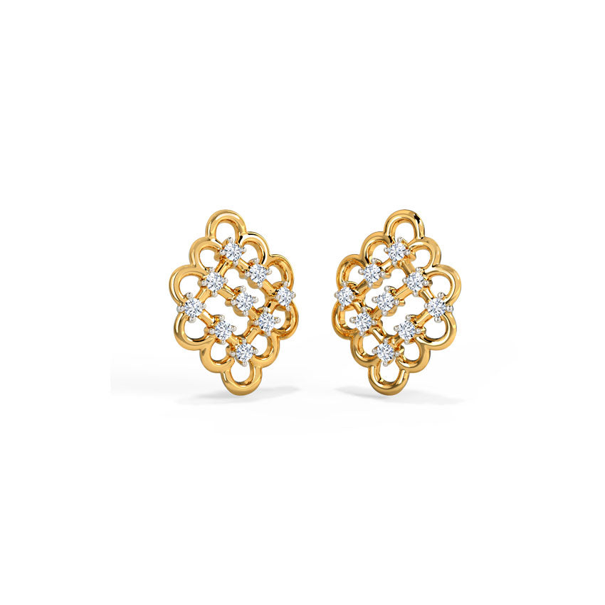 Glitter Lattice Diamond Stud Earrings