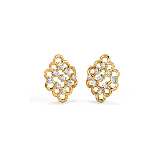 Glitter Lattice Diamond Stud Earrings