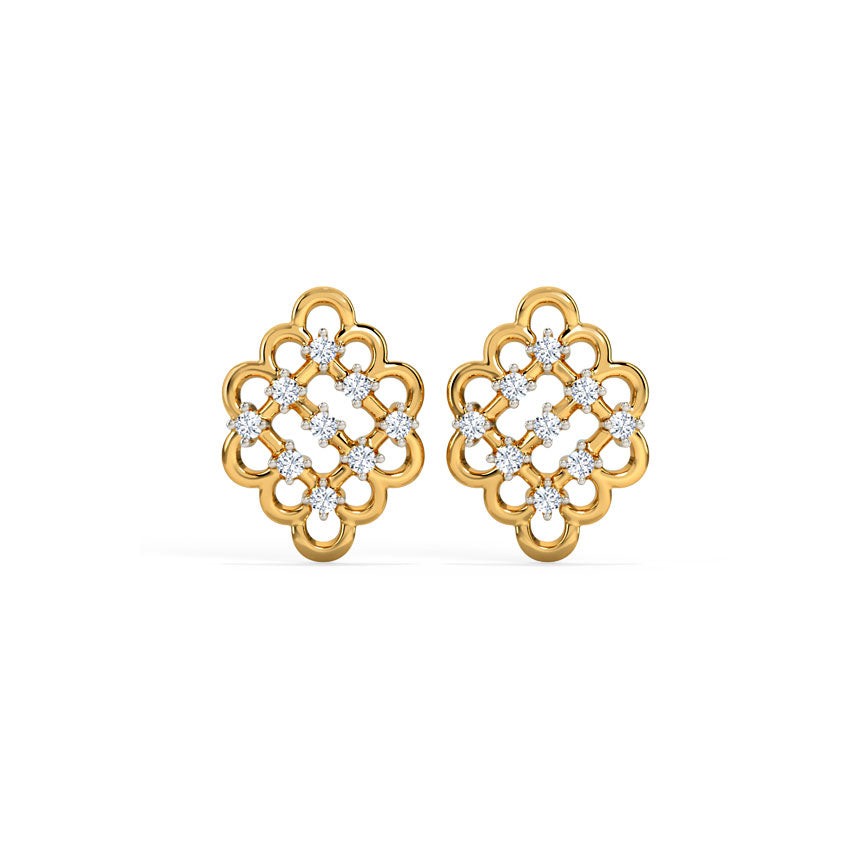 Glitter Lattice Diamond Stud Earrings