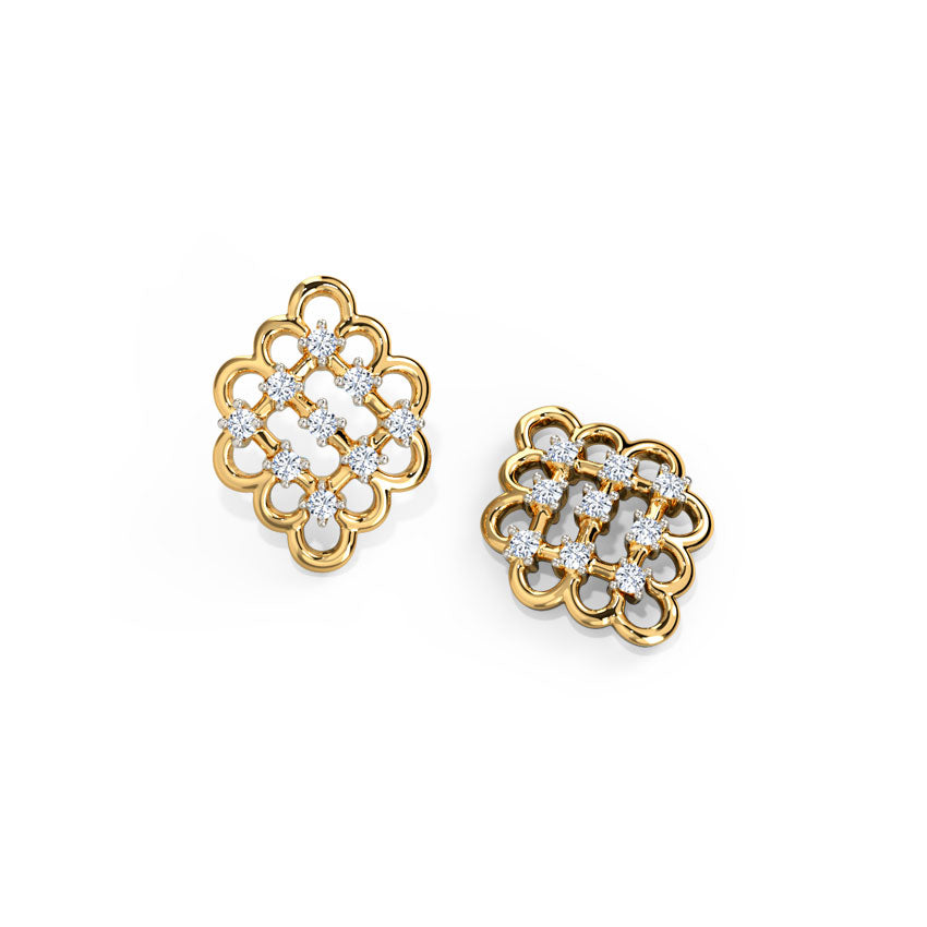Glitter Lattice Diamond Stud Earrings