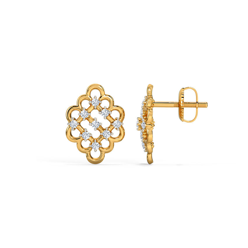 Glitter Lattice Diamond Stud Earrings