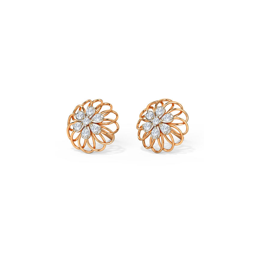 Twirling Blossom Diamond Stud Earrings