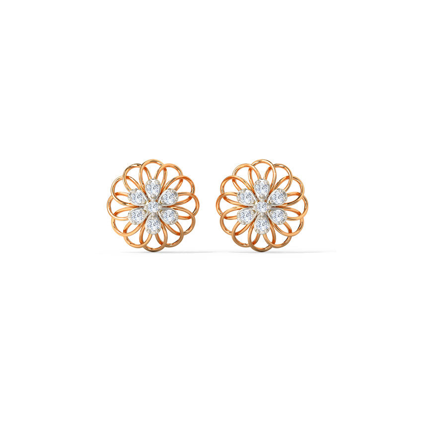 Twirling Blossom Diamond Stud Earrings