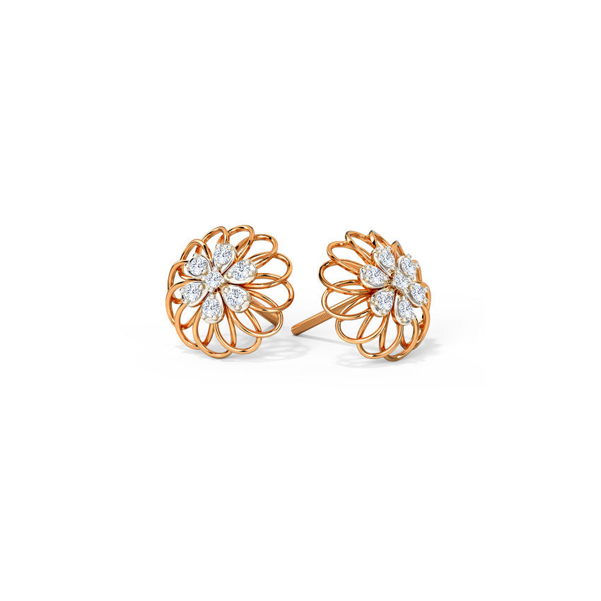 Twirling Blossom Diamond Stud Earrings