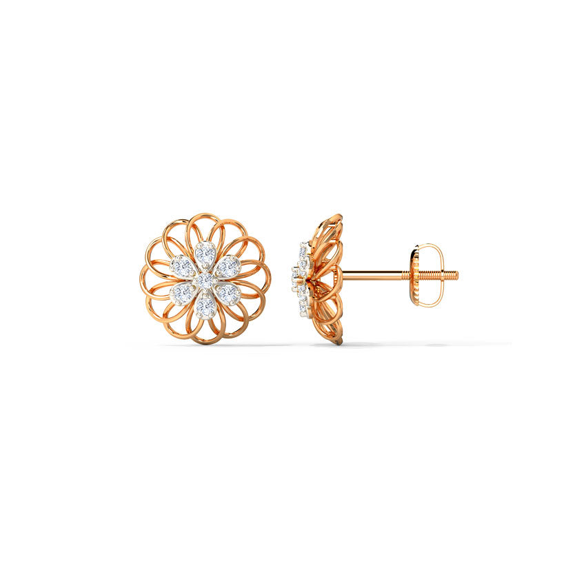Twirling Blossom Diamond Stud Earrings
