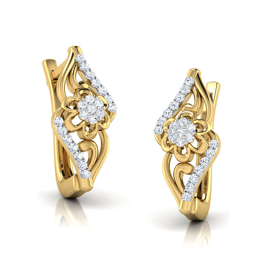 Floral Hoop Diamond Earrings