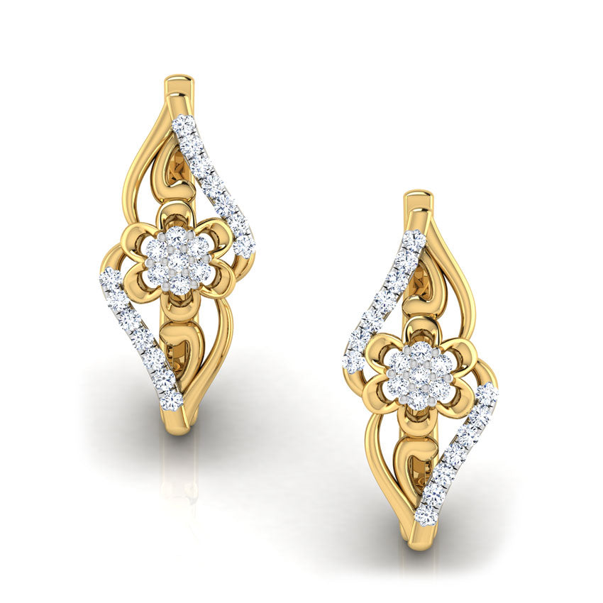 Floral Hoop Diamond Earrings