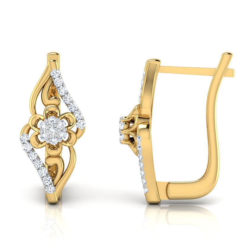 Floral Hoop Diamond Earrings