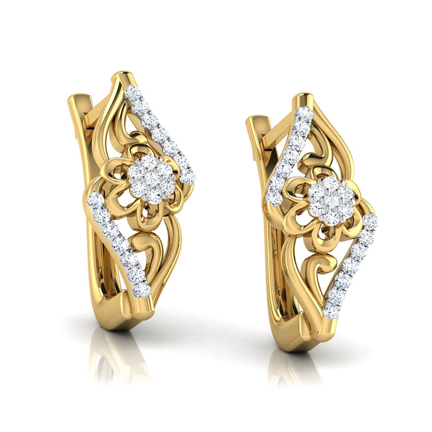 Floral Hoop Diamond Earrings