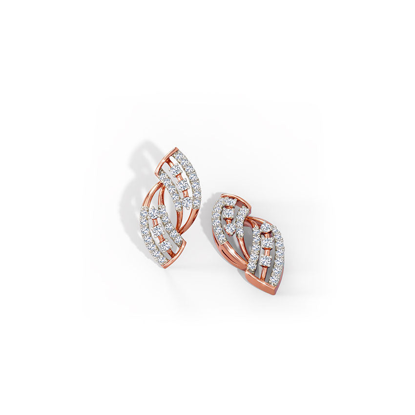 Wavy Ellie Diamond Stud Earrings