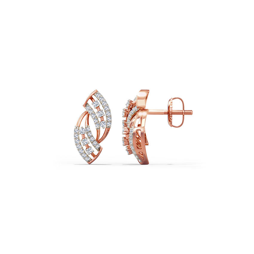 Wavy Ellie Diamond Stud Earrings