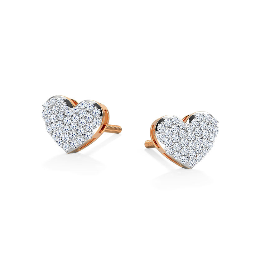 Sparkling Heart Diamond Studs