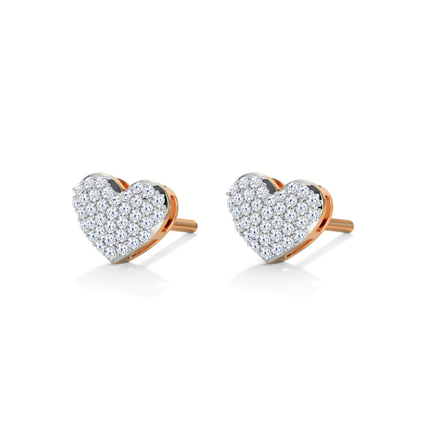 Sparkling Heart Diamond Studs